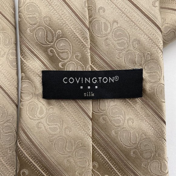 Covington Men's 100% Silk Neck Tie Gold - Picture 3 of 5